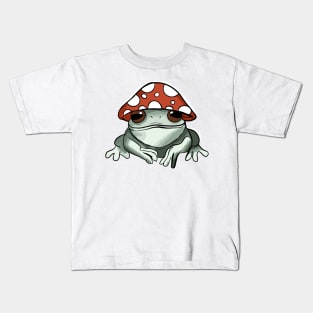 Frog Wearing Mushroom Hat Kids T-Shirt